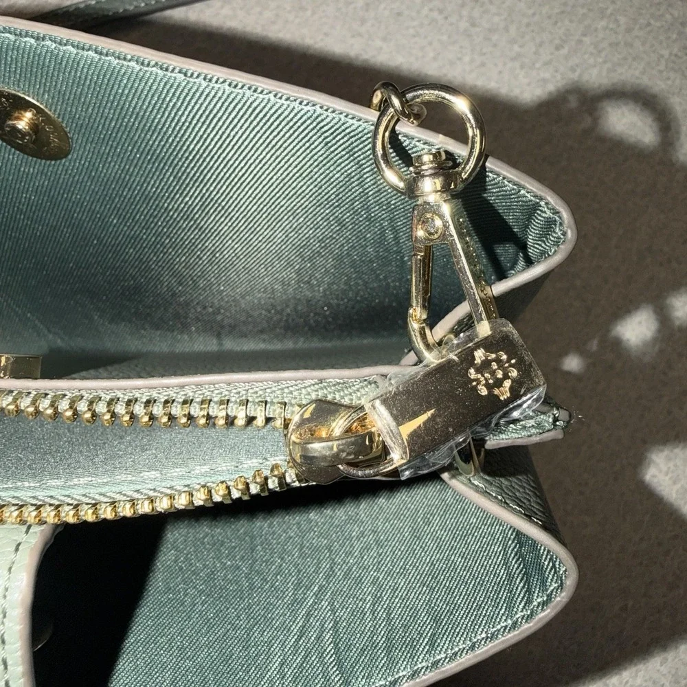 Nanette Lepore Sage Green Crossbody Purse Chain Strap Wallet Bag Pebbled NWOT